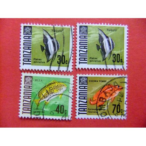 51 Tanzanie Tanzania 1973 / Faune Marine Poissons / Yvert 23 +23 +24 +26 Fu