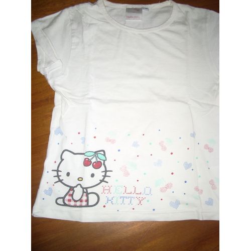 T-Shirt Hello Kitty Taille 6/8ans Blanc Imprimé Bas