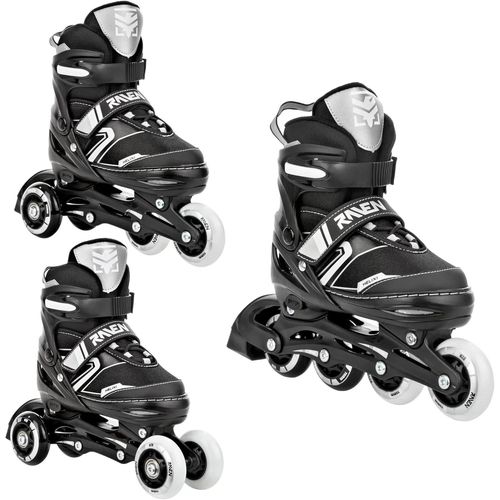 Roller En Ligne Helixi Du 38 Au 42 + Patin A Roulette + Triskate Adulte - Enfant Mixte Taille Ajustable Noir/Gris Raven