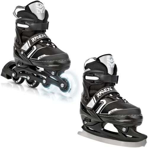 Roller En Ligne Helixi Du 34 Au 37 + Patin A Glace Adulte - Enfant Mixte Taille Ajustable Noir/Gris Raven
