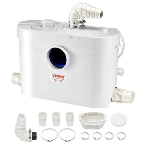 Broyeur sanitaire 900 W pour WC-VEVOR-avec 4 Entrées Eau, 180 L/min, Hauteur 12 m
