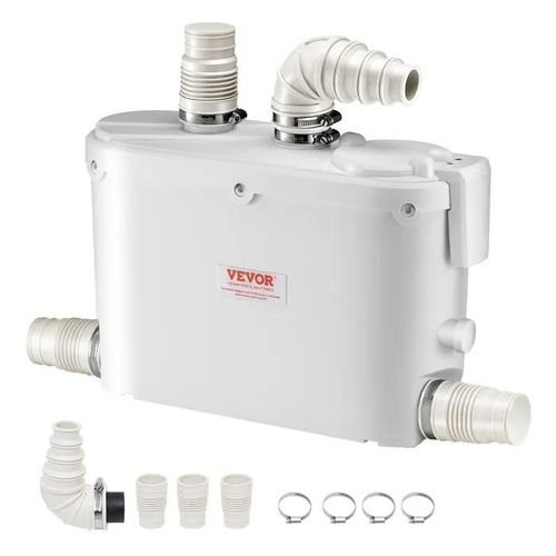 Broyeur sanitaire 500 W pour WC-VEVOR-avec 4 Entrées Eau, 110 L/min, Hauteur 8 m