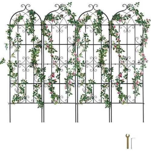 Treillis Jardin Pour Plantes Grimpantes, 51 X 180 Cm, En Métal Antirouille, 4 Pcs