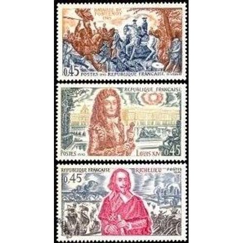 Histoire De France : Cardinal De Richelieu, Louis Xiv, Bataille De Fontenoy Série Complète Année 1970 N° 1655 1656 1657 Yvert Et Tellier Luxe