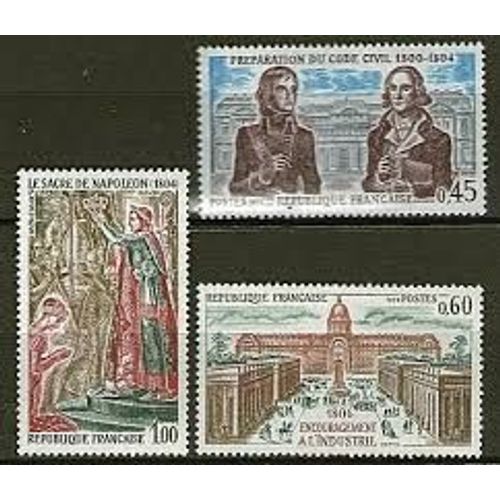Histoire De France : Bonaparte Et Jean Portalis, Encouragement De L'Industrie, Sacre De Napoléon 1er Série Complète Année 1973 N° 1774 1775 1776 Yvert Et Tellier Luxe