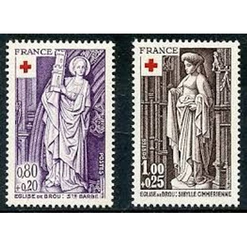 Au Profit De La Croix Rouge : Sculptures Religieuses Église De Brou La Paire Année 1976 N° 1910 1911 Yvert Et Tellier Luxe