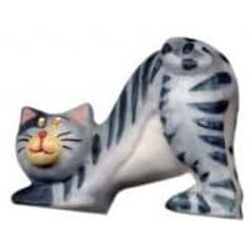 Fève Chat Gris Bleu Qui S'Étire - Série Mate La Famille Chat (2010)