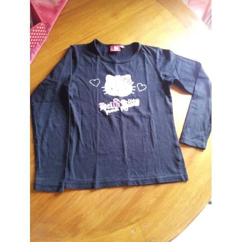 T-Shirt Manches Longues Hello Kitty Noir Imprimé 12ans