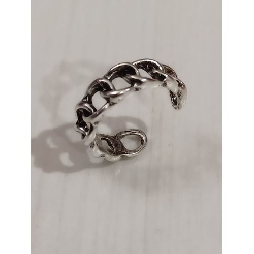 Bague Métal Argenté,Chaine Maillons Ronds,Bague Ouverte,Taille 17.20 Mm