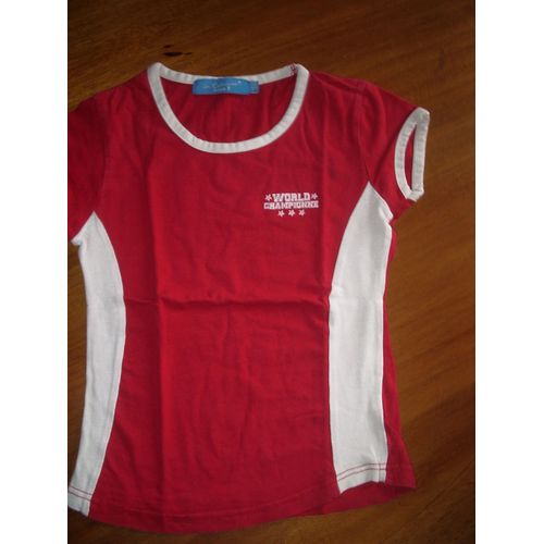 T-Shirt In Extenso Rouge Bandes Blanches Taille 8 Ans