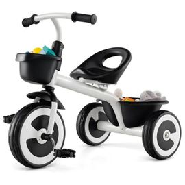 Costway Tricycle Pour Enfant Avec Pédale, Siège Réglable, Paniers De Rangement, Fer Carbone Robuste, 4 Roues Eva, 1,5 À 5 Ans Blanc