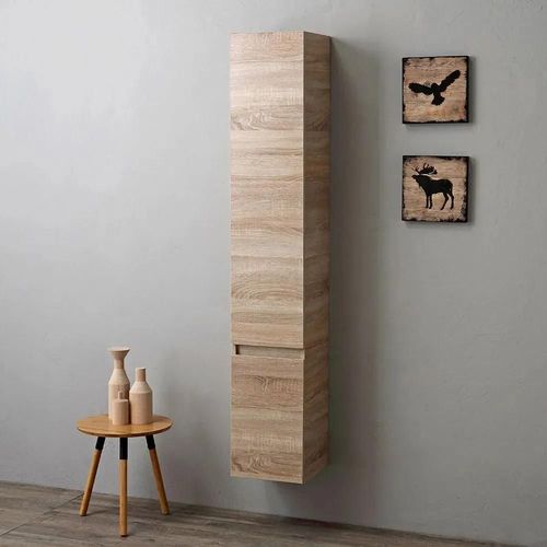 Colonne De Bain Suspendue Avec 2 Portes En Chêne Naturel