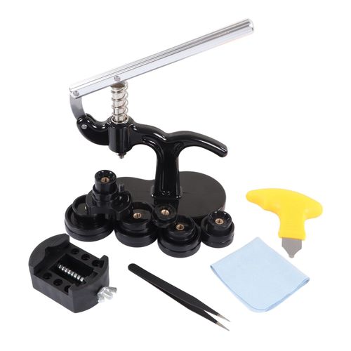 Kit D'outils D'entretien Et De RéParation De Montres, Couvercle De Montre, Presse, Couteau à Levier, Support De Fixation Ovale, Pincettes Noires En Tissu