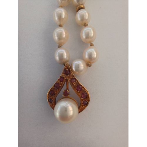 Collier De Perle , En Argent, 835, Et Rubis Aannée1960