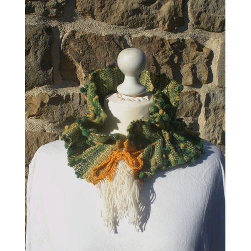 Echarpe Col En Mérinos Vert Fantaisie
