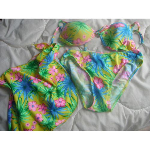 Ensemble Maillot De Bain 2 Pieces &#43 Pareo Assorti Taille 36/38 Idee Cadeau
