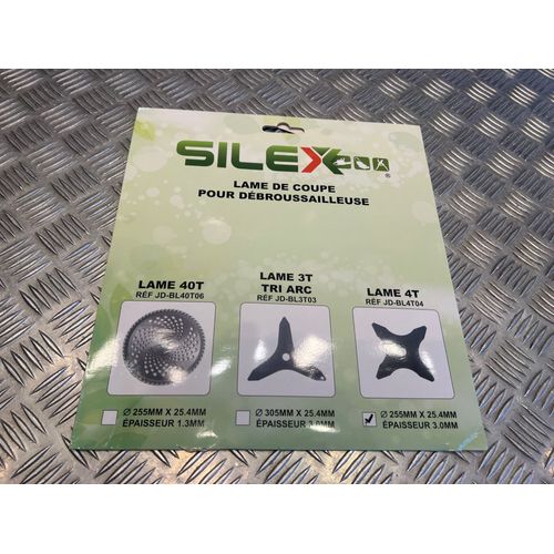 Lame silex 4 dents débroussailleuse diam 255 mm Alésage 25,4 mm épaisseur 3 mm