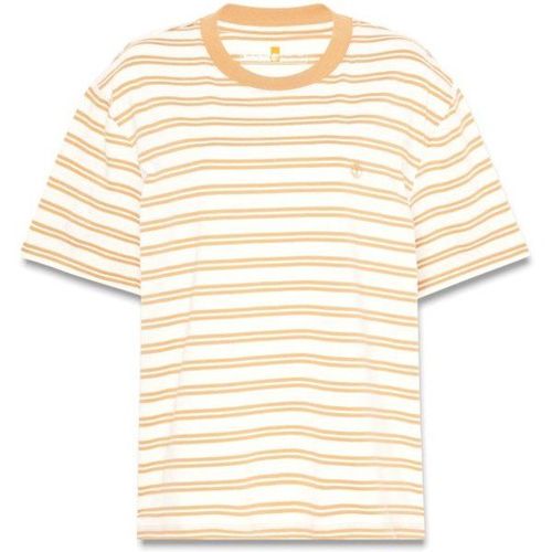 Women's Dunstan Short-Sleeve Stripe Tee T-Shirt Taille S, Blanc/Beige