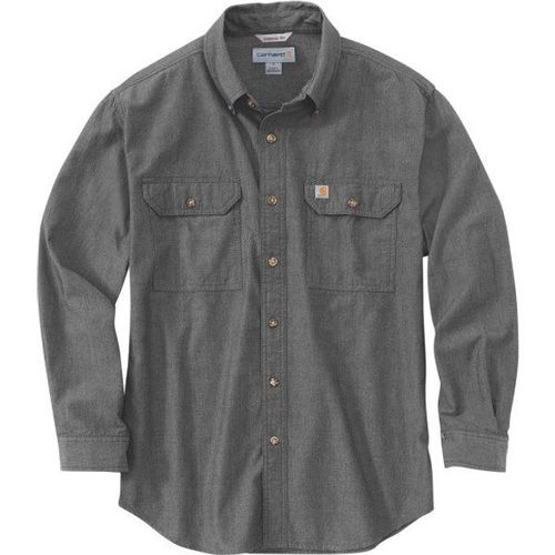Loose Chambray L/S Shirt Chemise Taille S, Gris