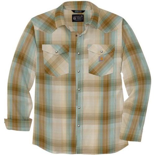 Snap-Front Plaid Shirt Chemise Taille Xl, Beige