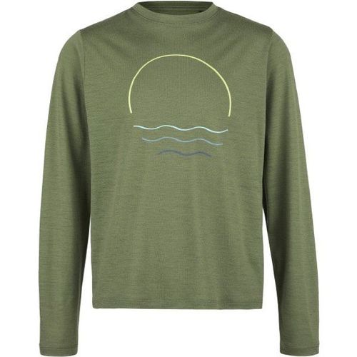Kid's Merino155 Laholmst. Print L/S Haut En Mérinos Taille 140, Vert Olive