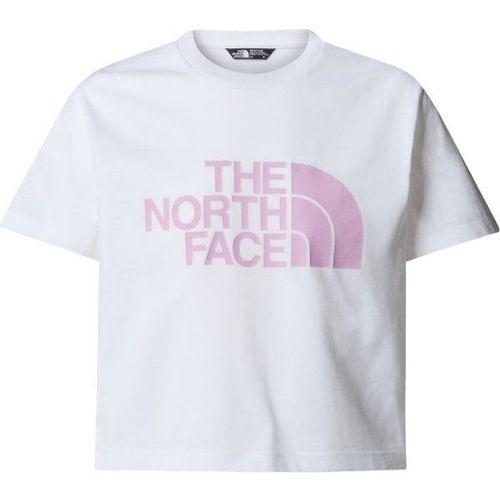 Girl's S/S Crop Easy Tee T-Shirt Taille S, Blanc