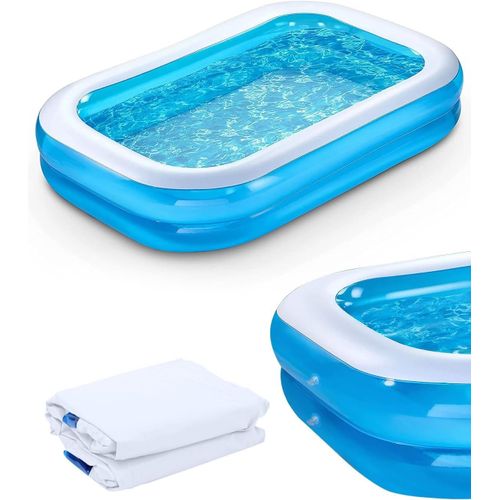 Piscine Gonflable Deluxe Bleue Rectangulaire, Double Couche Piscine Rectangulaire Gonflable Grande Piscine Familiale Pour Jardin Balcon Piscine Gonflable Enfant & Adulte (262 X 175[Piscine108]
