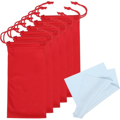 Microfibre Lunettes Sac, 6 Paquet Lunettes Soleil Pochette Lunettes Sac Souple Lunettes Soleil Étui Avec Lunettes Nettoyage Chiffon, Rouge[Lunettes1207]
