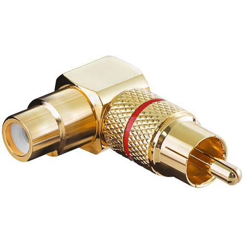 Goobay Connecteur RCA 90° version Or, rouge - RCA femelle > RCA mâle