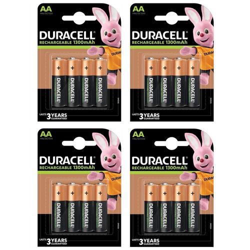 DURACELL Lot de 4 Blisters de 4 Batterie NiMH RECHARGEABLE Mignon AA (HR06) 1300mAh