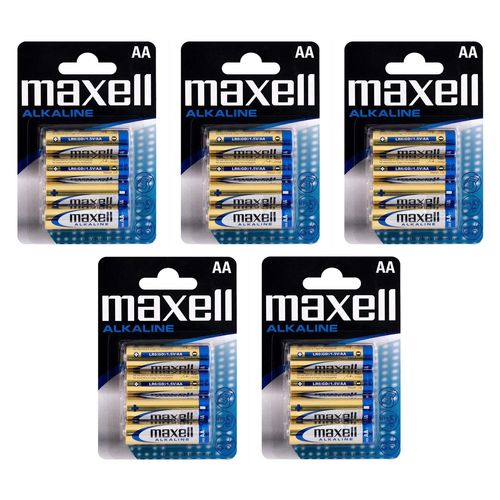 MAXELL Lot de 5 Blisters de 4 Piles alcaline AA Mignon LR6 1,5 V
