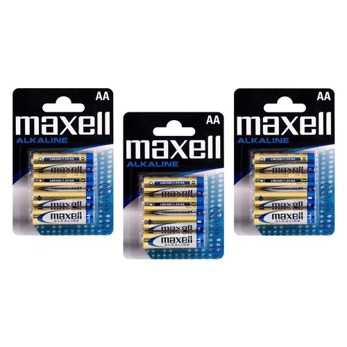 MAXELL Lot de 3 Blisters de 4 Piles alcaline AA Mignon LR6 1,5 V