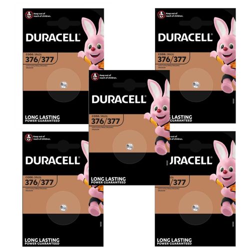 DURACELL Lot de 5 Piles oxyde argent "Watch" 377/SR66 1,5 Volt