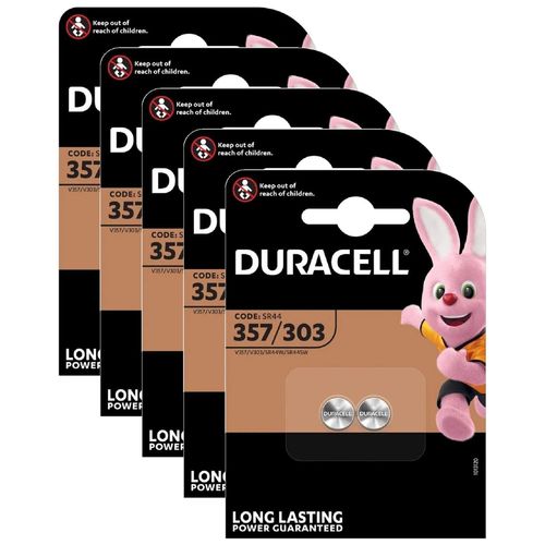 DURACELL Lot de 5 Blisters 2 piles bouton oxyde argent "Electronics" 357/303/SR44