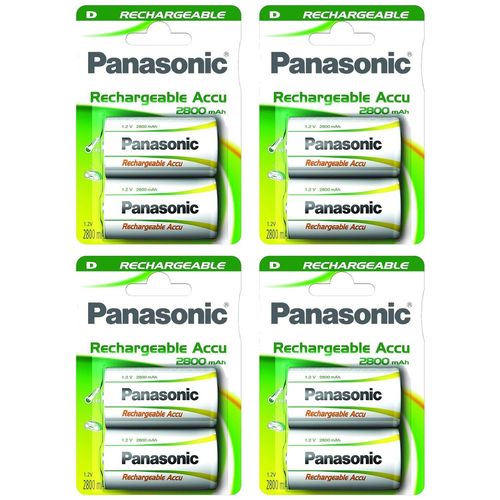 Panasonic Lot de 4 Packs 2 Piles Rechargeables R2U D/HR20 2800Ni-MH