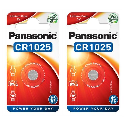 PANASONIC Lot de 2 Blisters de 1 Pile Bouton CR1025 Lithium 3V