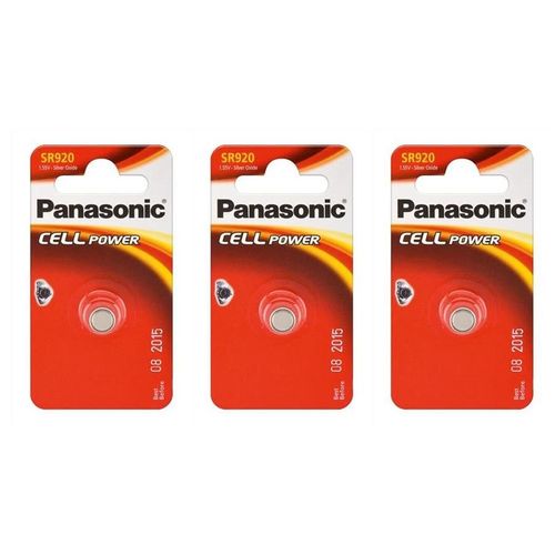 Panasonic Lot de 3 Piles Bouton Oxyde D'argent SR69 (SR920 EL) 370 / 371 1,55 V