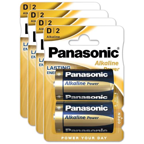 Panasonic Lot de 4 Lots de 2 Piles Alcaline Power LR20/D (Mono) 1,5 V