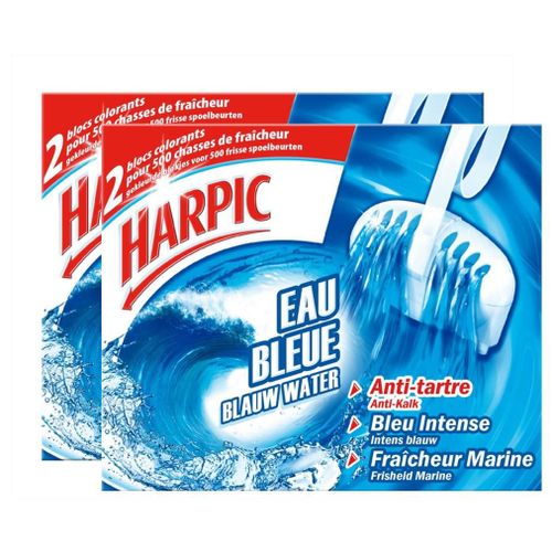 HARPIC Lot de 2 Blocs WC Eau Bleue - 2 Blocs Anti-tartre