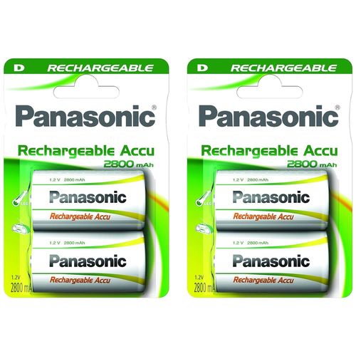 Panasonic Lot de 2 Packs 2 Piles Rechargeables R2U D/HR20 2800Ni-MH