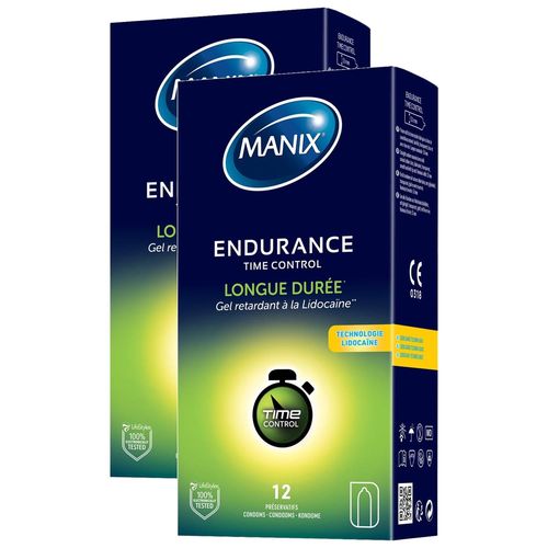 Manix Lot De 2 Boîtes De 12 Préservatifs Retardants Endurance Time Control