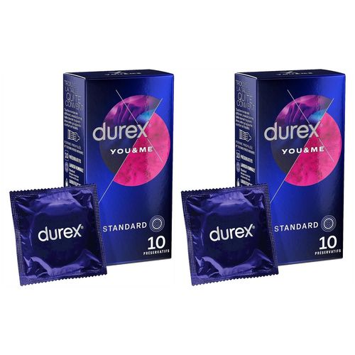 Durex Lot De 2 Boîtes De 10 Préservatifs You & Me (Retardant Pour Lui / Stimulant Pour Elle)