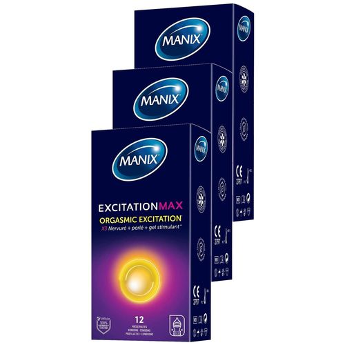 Manix Lot De 3 Boites De 12 Préservatifs Excitation Max