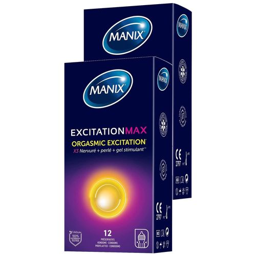 Manix Lot De 2 Boites De 12 Préservatifs Excitation Max