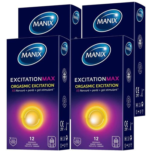 Manix Lot De 4 Boites De 12 Préservatifs Excitation Max