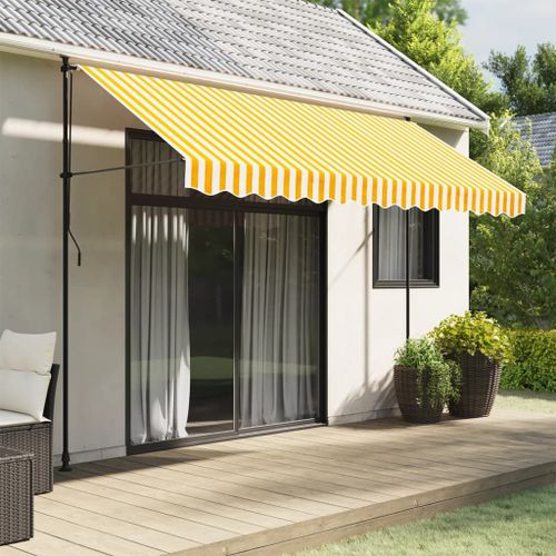 Vidaxl Tissu De Remplacement De Cantonnière D¿Auvent Jaune Blanc 3,5 M