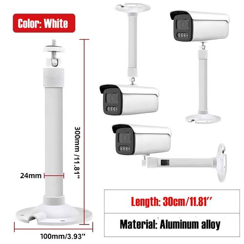 Support mural pour Mini projecteur blanc/noir/argent,support de plafond,support de caméra de vidéosurveillance,filetage de 6mm pour caméra de sécurité du projecteur - Type White 30cm