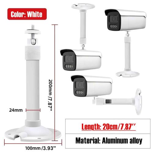 Support mural pour Mini projecteur blanc/noir/argent,support de plafond,support de caméra de vidéosurveillance,filetage de 6mm pour caméra de sécurité du projecteur - Type White 20cm
