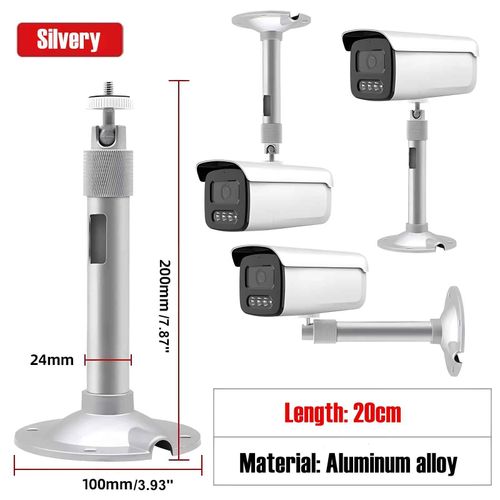 Support mural pour Mini projecteur blanc/noir/argent,support de plafond,support de caméra de vidéosurveillance,filetage de 6mm pour caméra de sécurité du projecteur - Type Silver 20cm