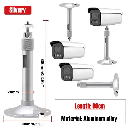 Support mural pour Mini projecteur blanc/noir/argent,support de plafond,support de caméra de vidéosurveillance,filetage de 6mm pour caméra de sécurité du projecteur - Type Silver 60cm